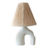 Tadelekt lamp with raffia shade