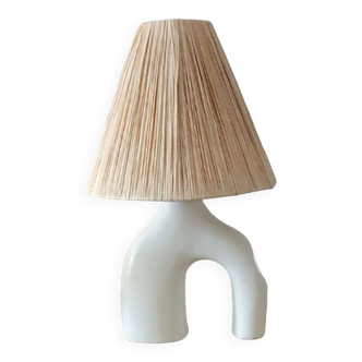 Tadelekt lamp with raffia shade
