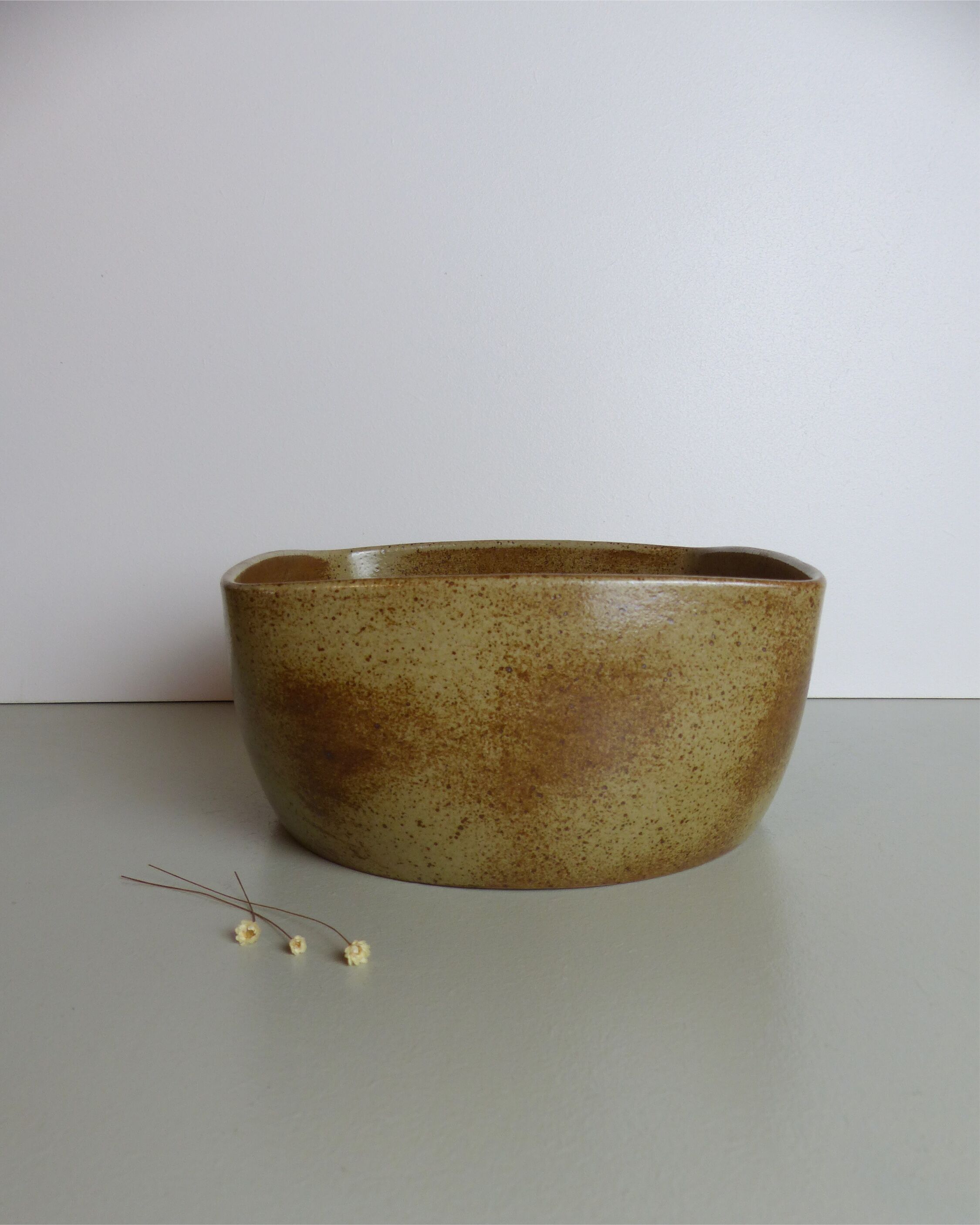 Set de saladier et pot en grès moucheté