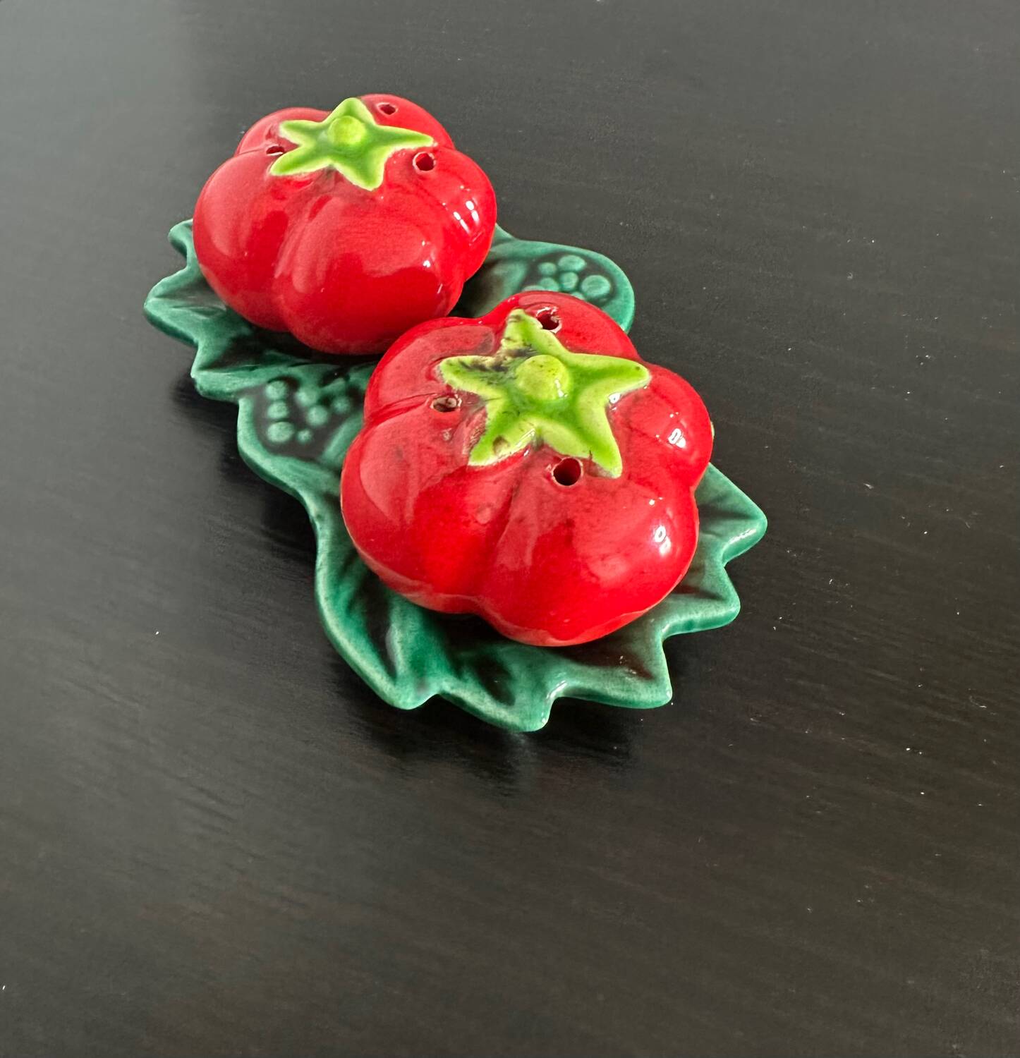 Tomato slushie, salt and pepper shakers