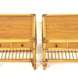 Set of 2 rattan bedside tables, DUX, Sweden, 1960