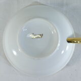 Green and gilded LIMOGES porcelain cup and cup lunch