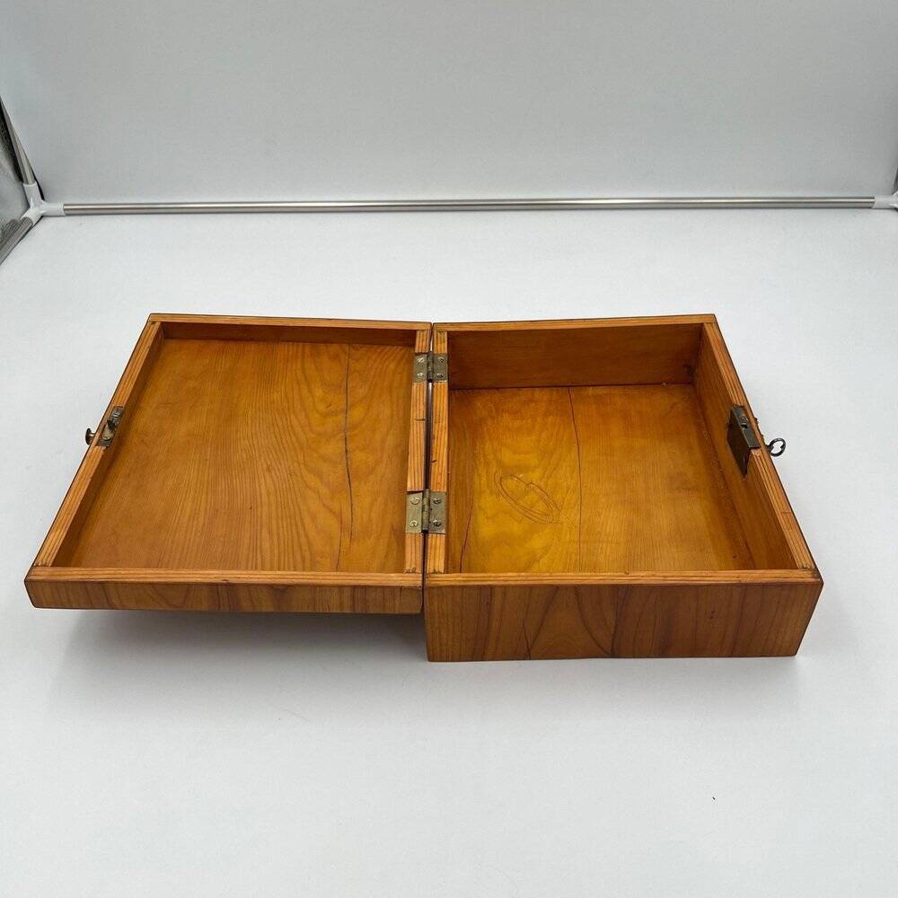 Biedermeier Jewelry Box in Cherry Wood, Ash & Brass, Southern Germany, 1820s