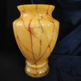 Vase larochère marbré jaune et rouge