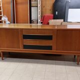Enfilade scandinave vintage en teck avec portes à rideau