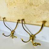 2 coat hooks with 4 branches in gilded brass