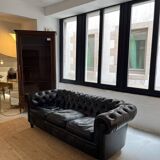 Canapé Chesterfield en cuir noir Poltrona Frau, 1980