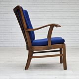 1960s, Danish easy armchair by Fritz Hansen, wool fabric, beech wood.