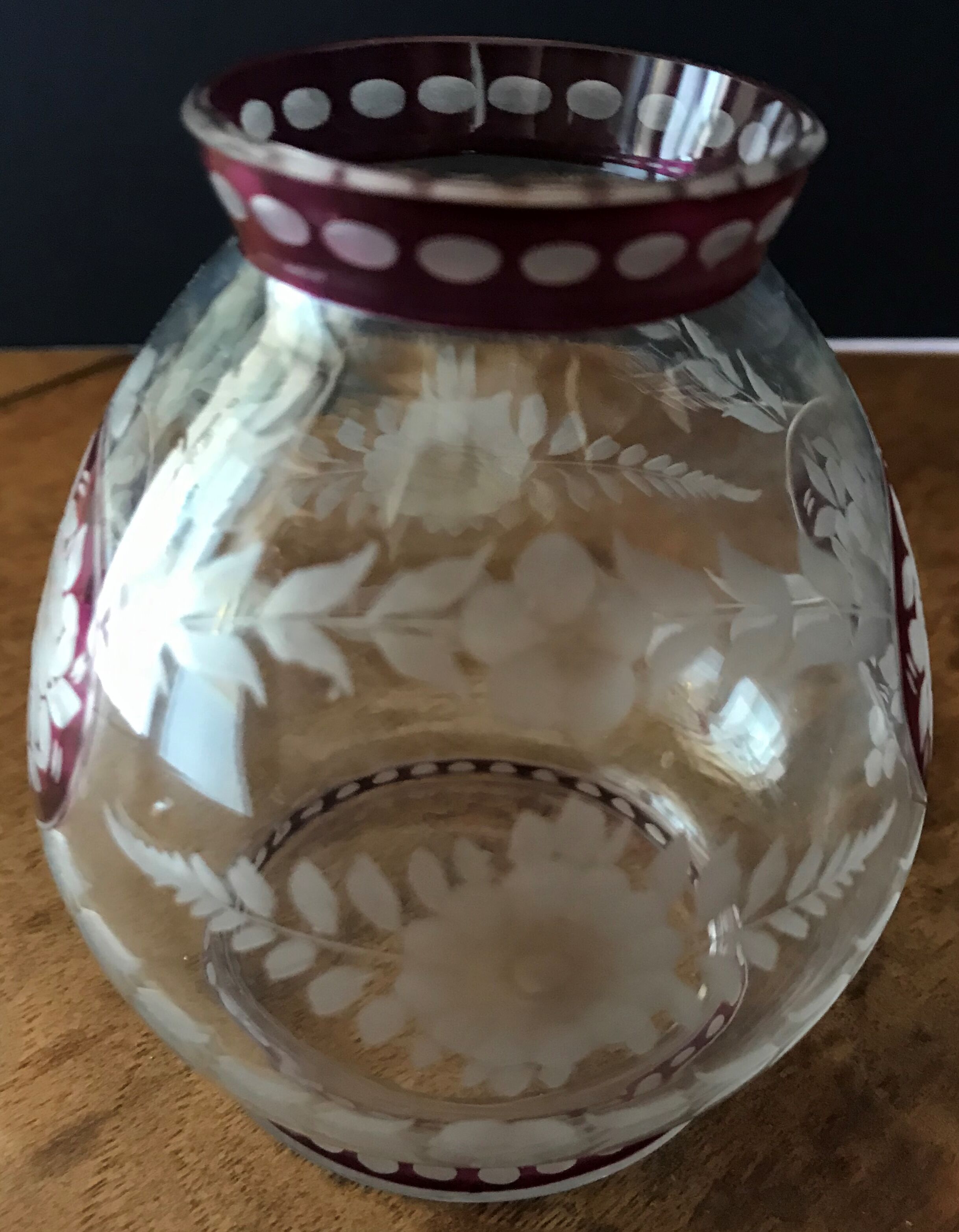 small carved crystal vase.