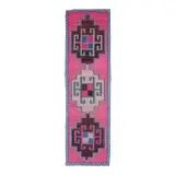 1970s Vintage Turkish Oushak Diamond Wool Runner 98x334