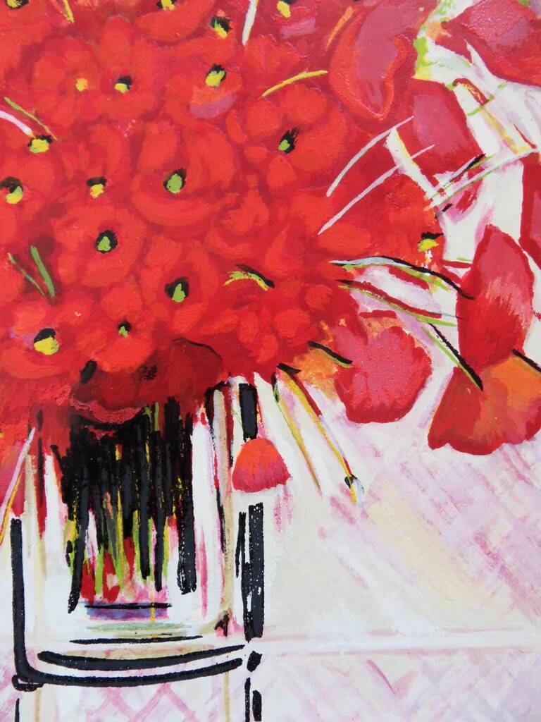 Michel Henry: Bouquet of Poppies, original signed silkscreen print