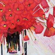 Michel Henry : Bouquet de coquelicots, sérigraphie originale signée