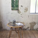 Table rotin et verre vintage
