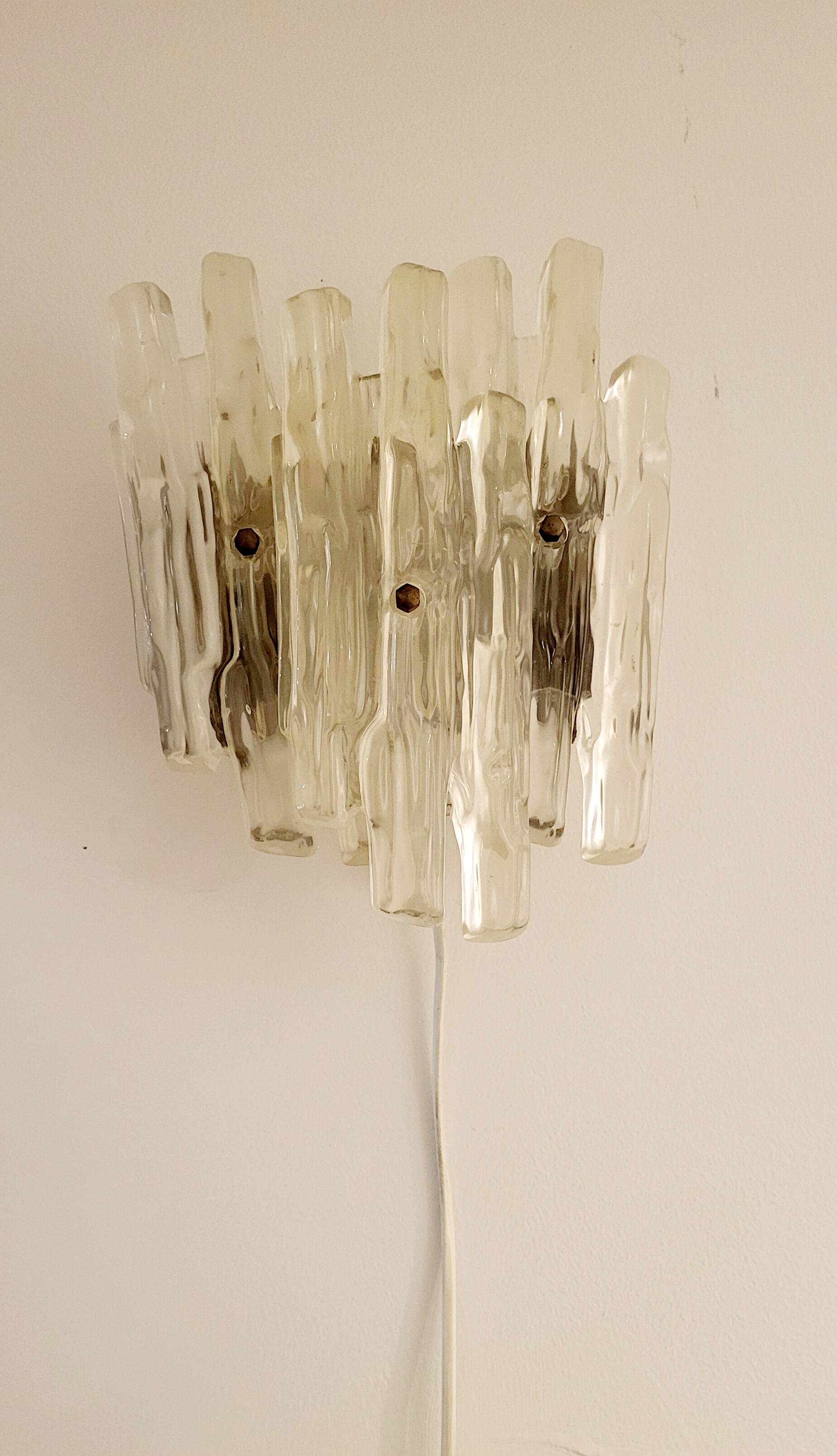 Vintage lucite wall lamp in ice glass model 1970s