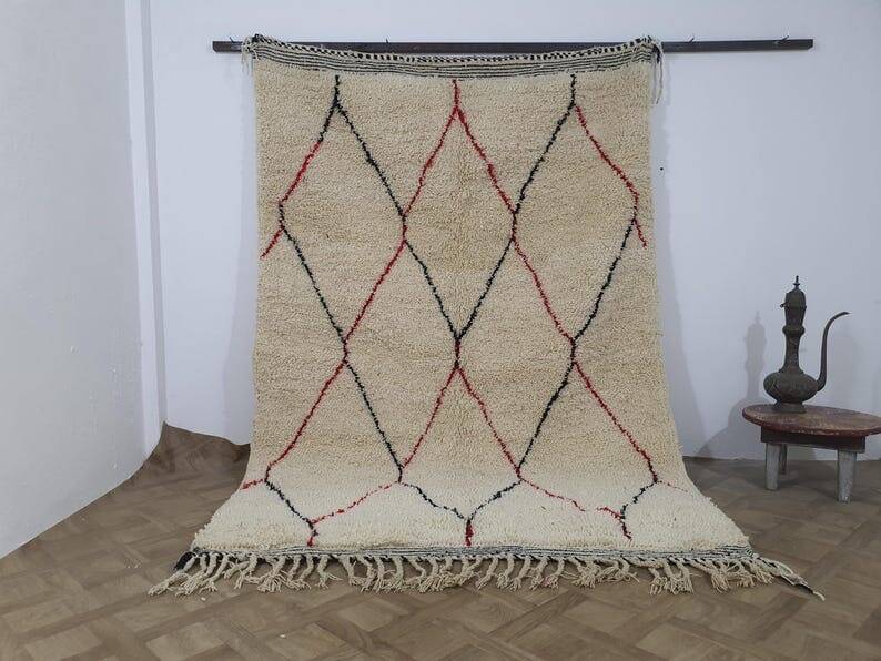 Tapis en laine fait main berbère taille 100 x 200 cm