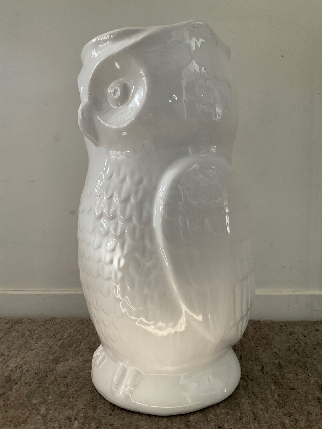 Vintage ceramic owl umbrella stand from the 70s