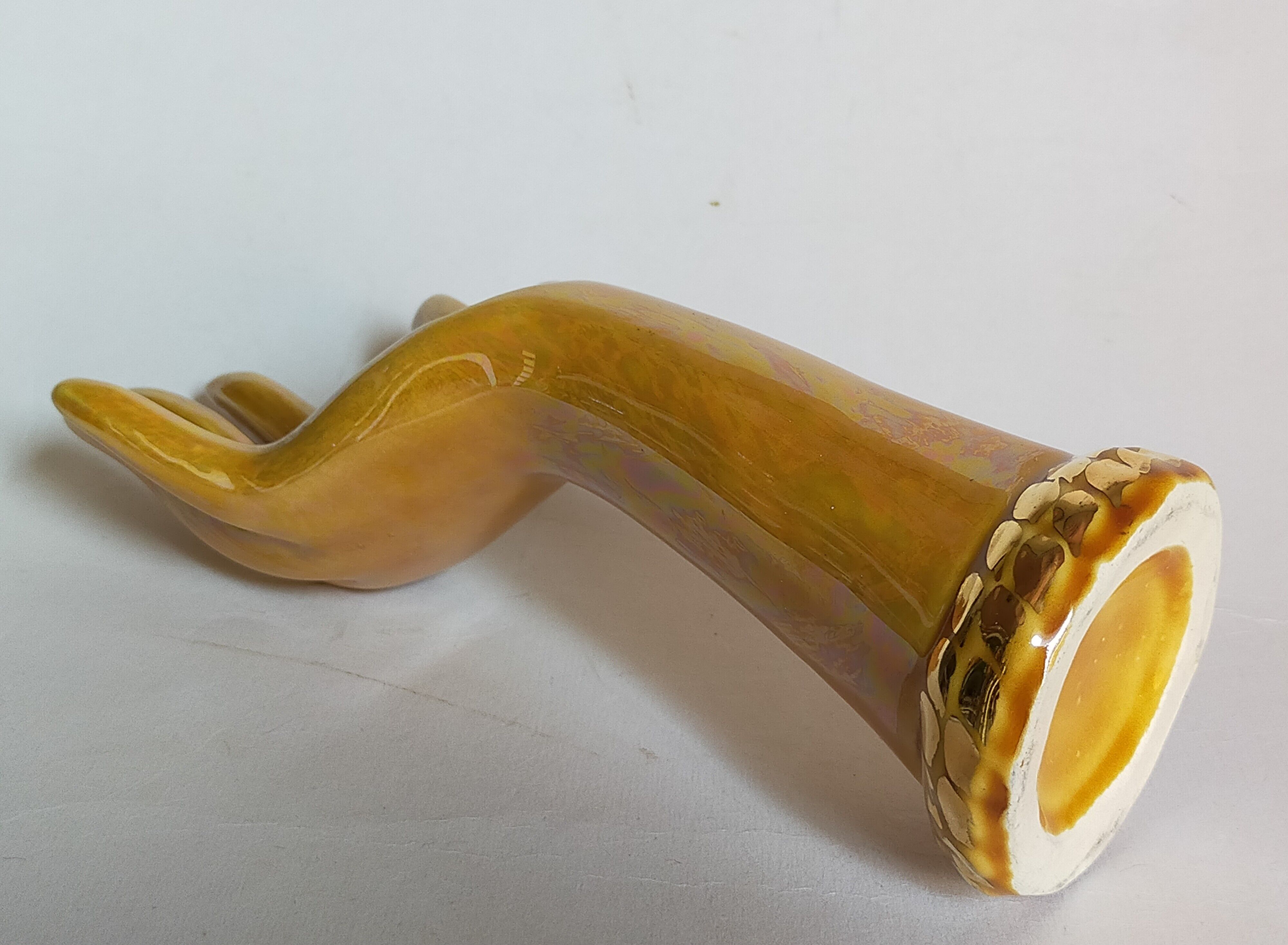 Soliflore baguier hand ceramic iridescent 50s