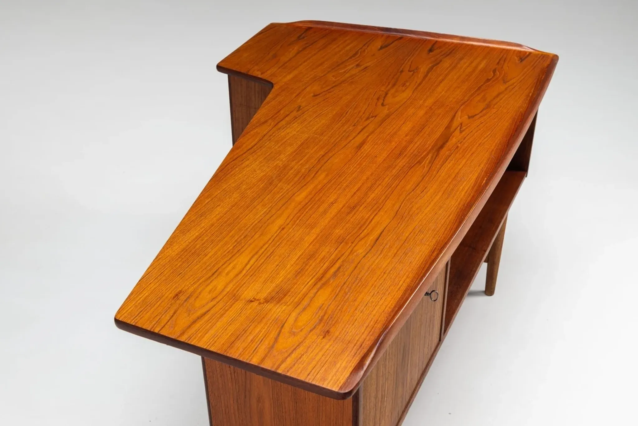 Peter Lovig Nielsen boomerang writing desk teak Lovig Denmark 1960