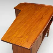 Peter Lovig Nielsen boomerang writing desk teak Lovig Denmark 1960