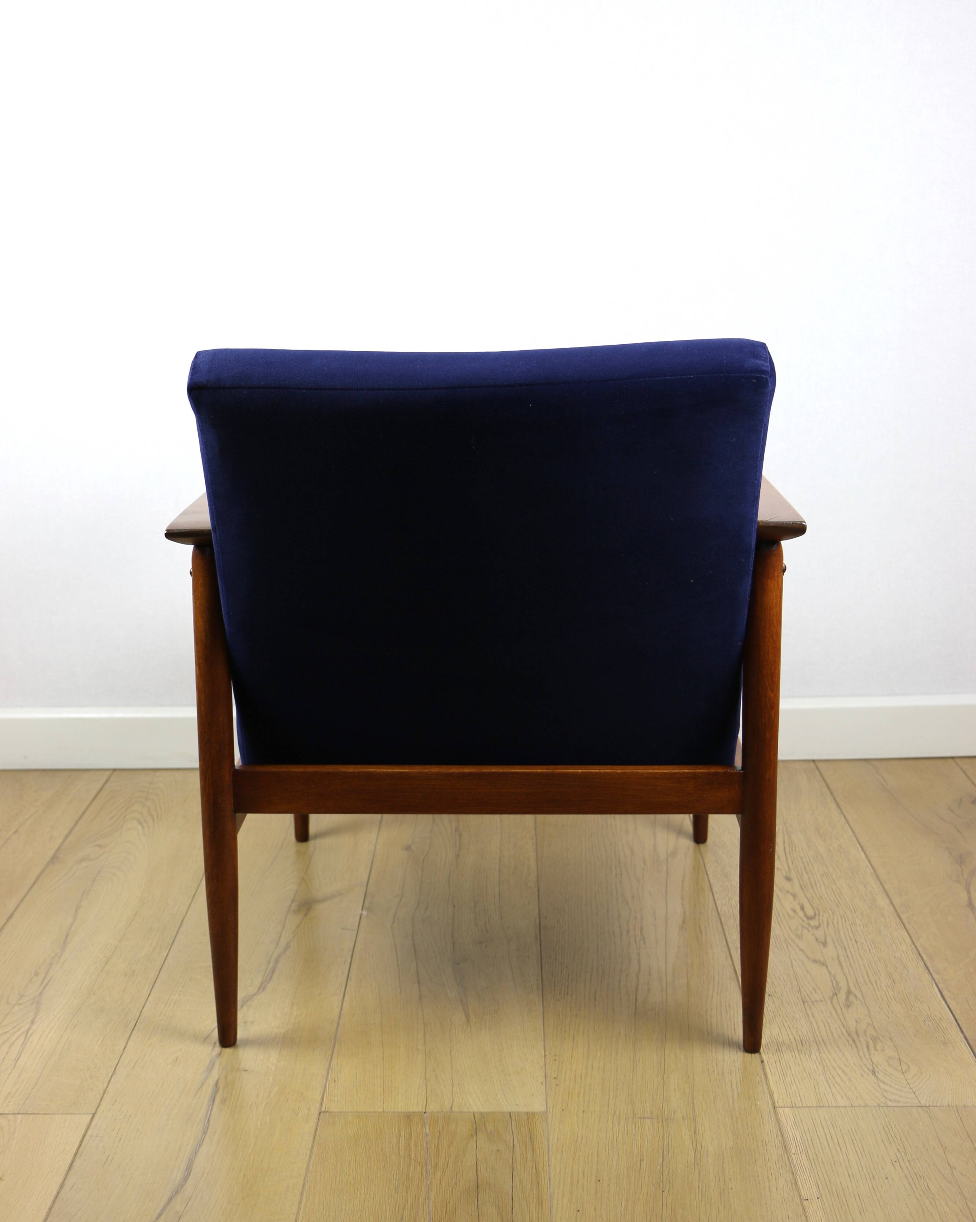 Vintage navy blue easy chair, 1970s