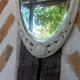 Oval mirror Art Deco patinated linen