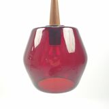 Mid century glass and teak pendant lamp, 1970s