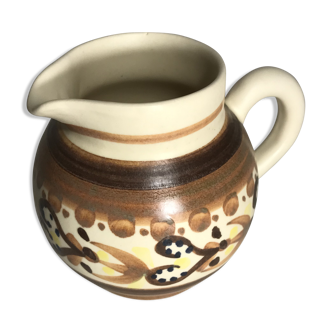 Old Quimper ceramic beige vintage ceramic jug