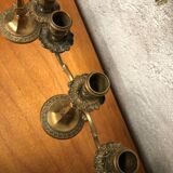 Pair of 3-pointed golden candlesticks