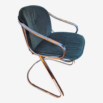 Fauteuil vintage 1970 chaise tubulaire chromé