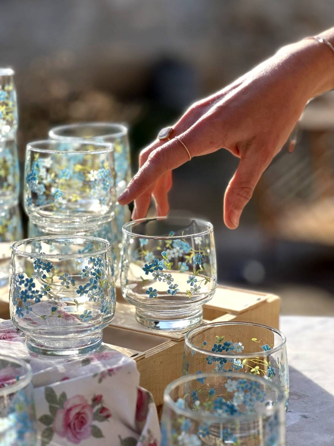 6 forget-me-not glasses