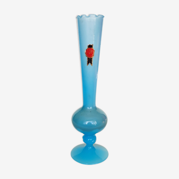 Vase soliflore en opaline italienne bleue