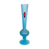 Vase soliflore en opaline italienne bleue