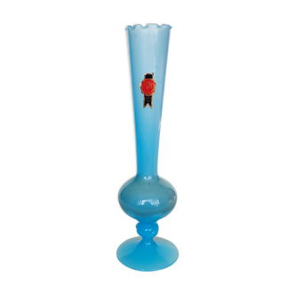 Soliflore vase in blue Italian opaline