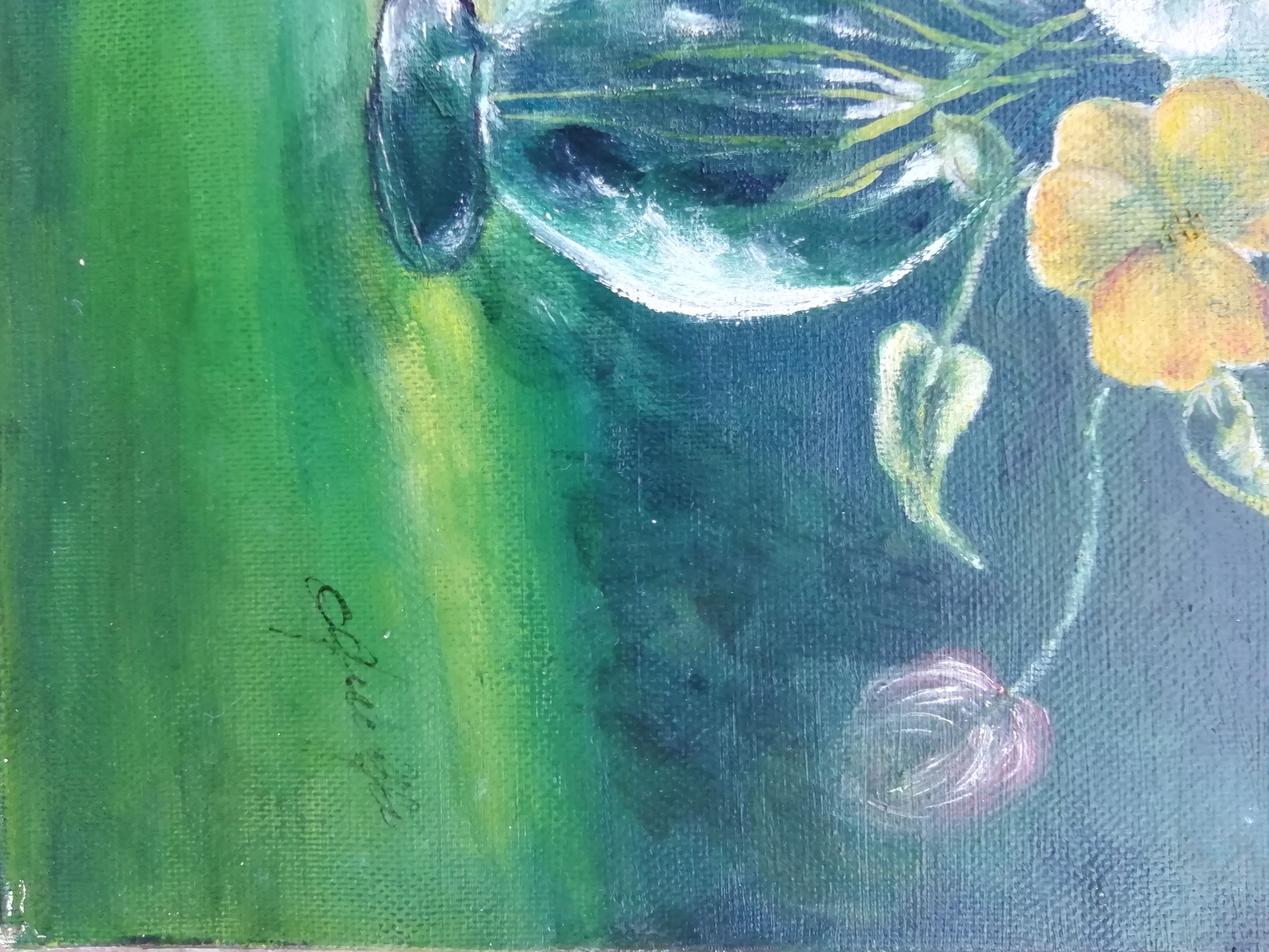 Oil on canvas tulips in vase