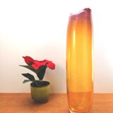 Large orange scroll vase, hand-blown for L'Oca Nera (Italy)