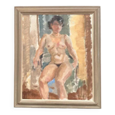 Huile sur toile originale – “Dame assise” par Sven Strömberg – Signée – Vintage et encadrée