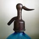 Siphon ancien eau de Seltz en verre Bleu