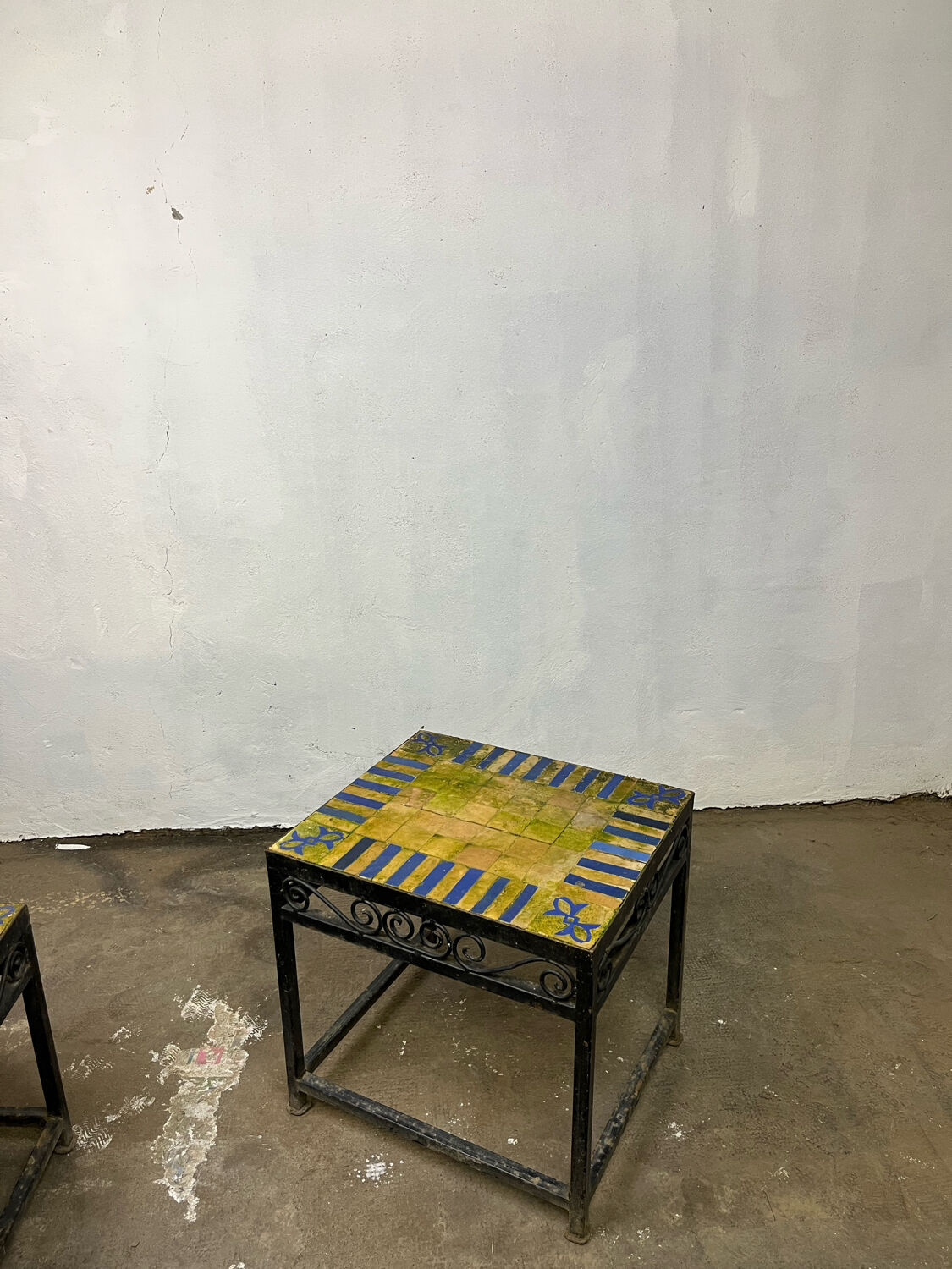 Nesting tables ceramic wrought iron