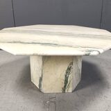 Vintage octogonal white marble coffee table, 1970s