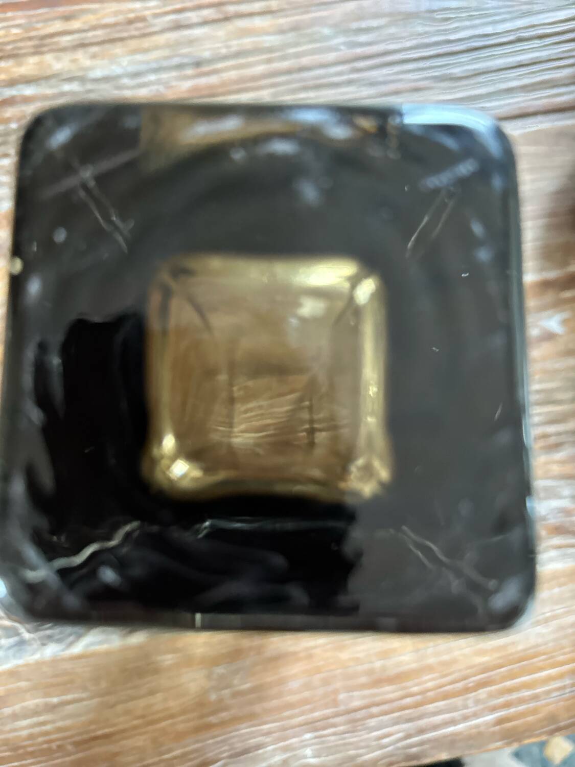 Rectangular smoked glass vase design in retro vintage Murano spirit