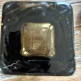 Rectangular smoked glass vase design in retro vintage Murano spirit