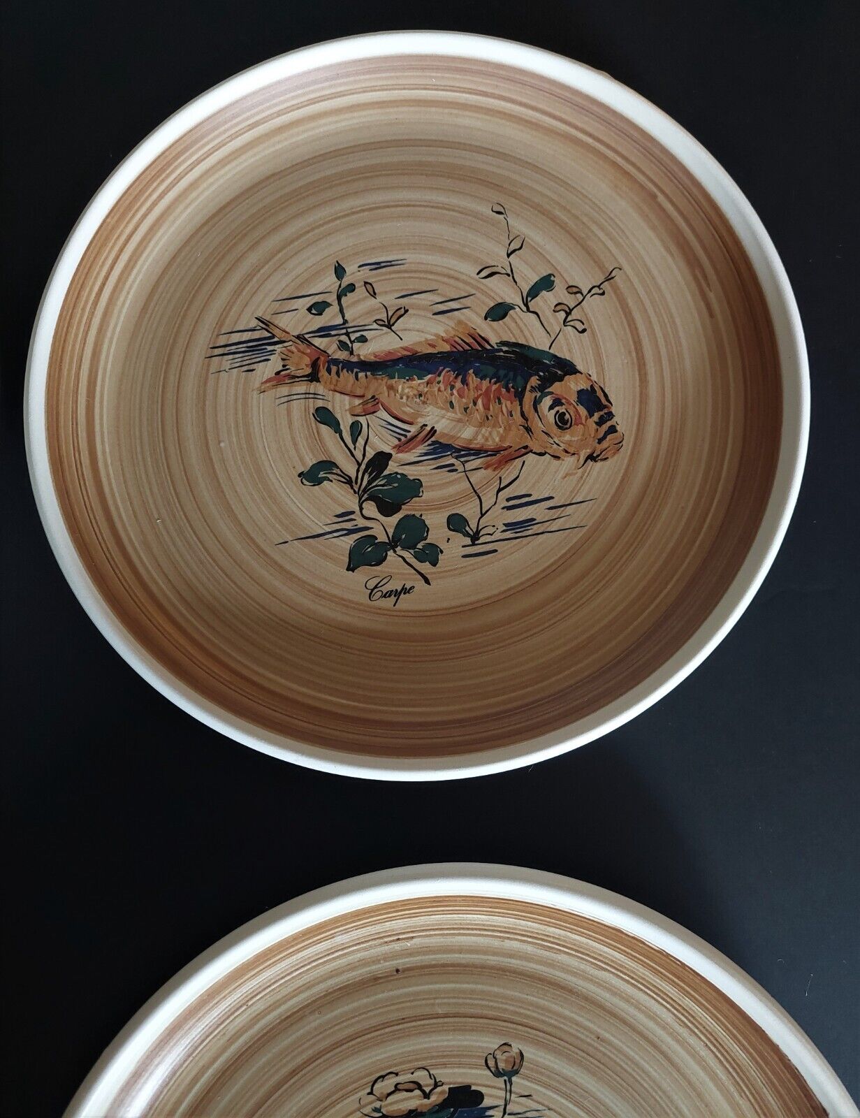 Fish plates series of six sandstones Sarreguemines model Granville