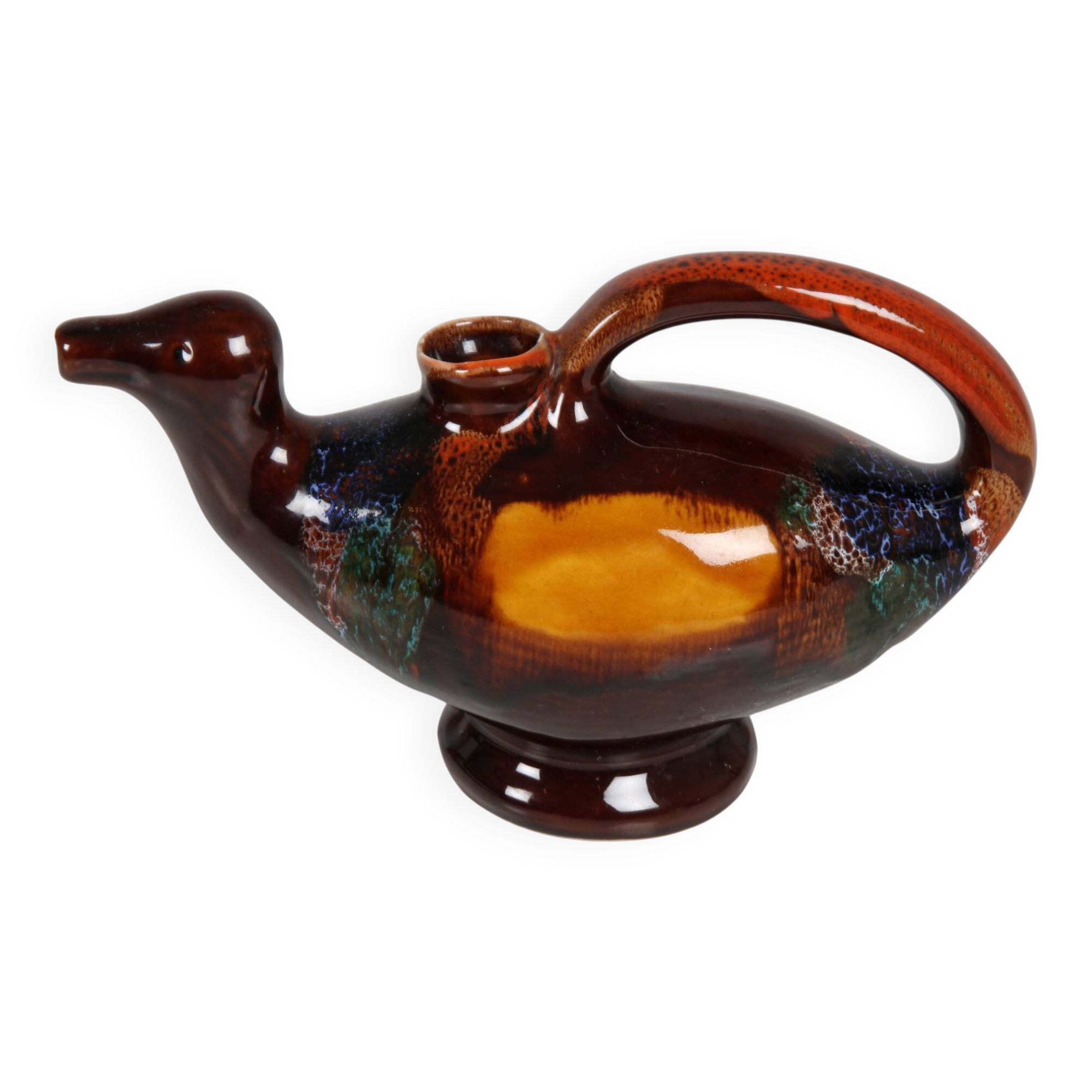 Zoomorphic duck jug in glazed ceramic Vallauris