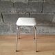 White skai stool / vintage chrome metal feet