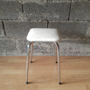 White skai stool / vintage chrome metal feet