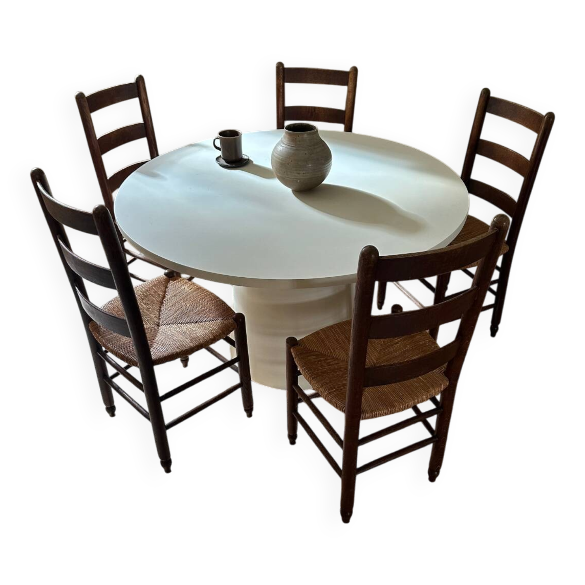 8 wooden chairs - 1950s