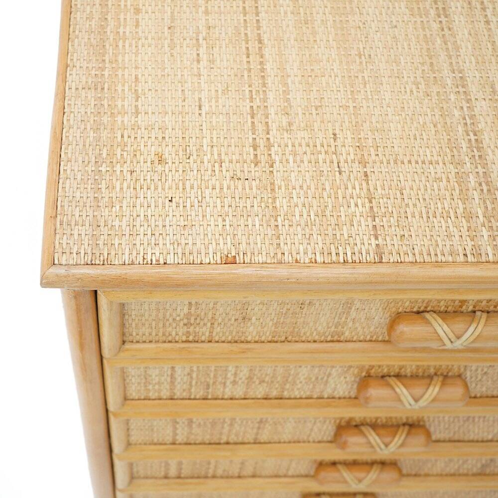 Woven wicker chest of drawers, 1980s