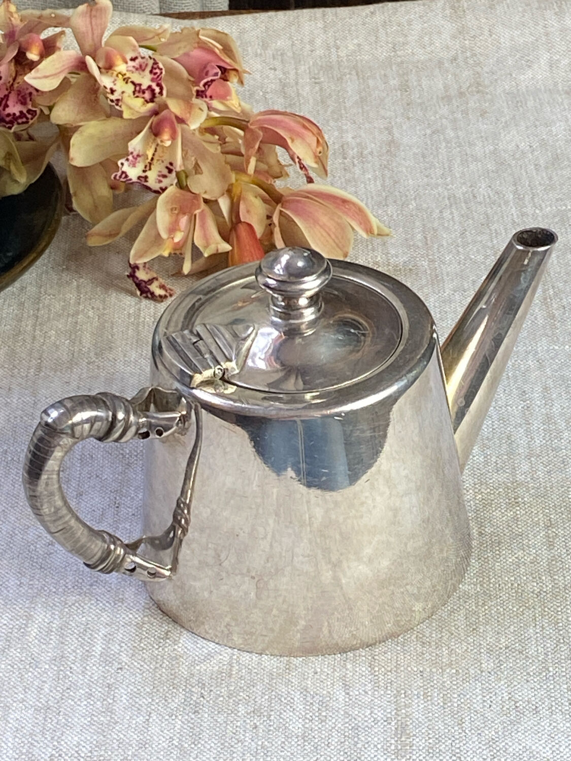 Silver-plated metal teapot, France, Art Deco