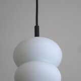 Set of 3 opal glass organically shaped pendant lights, 1960s