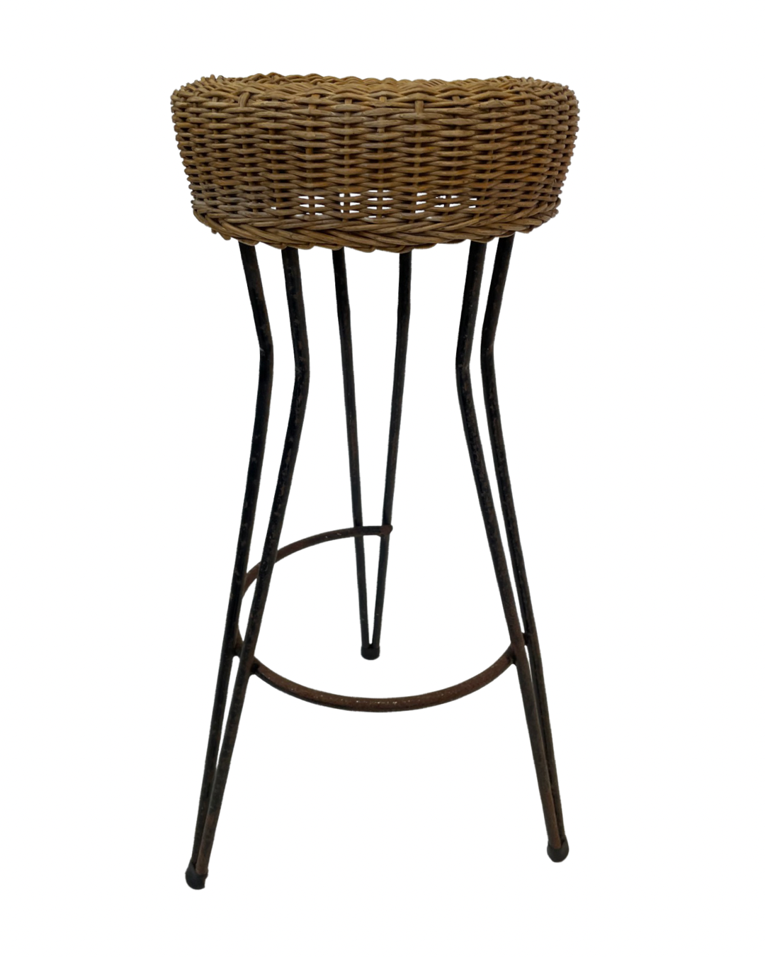 Vintage Stool Rattan Rohe Noordwolde Netherlands 1960s Design